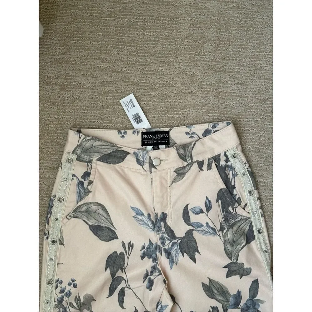 Frank Lyman Design Collection Embellished Blue Floral Print Jeans, Size M, NWT - Picture 4 of 8